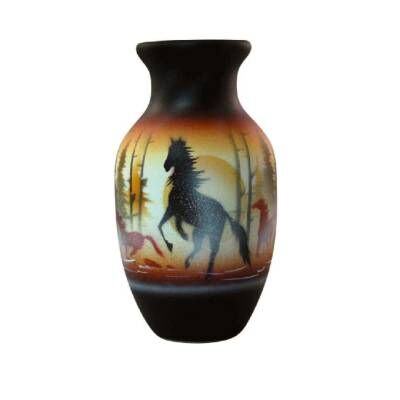 USD 33,  Born Free Horses Vase - Handmade Art Pottery For Sale