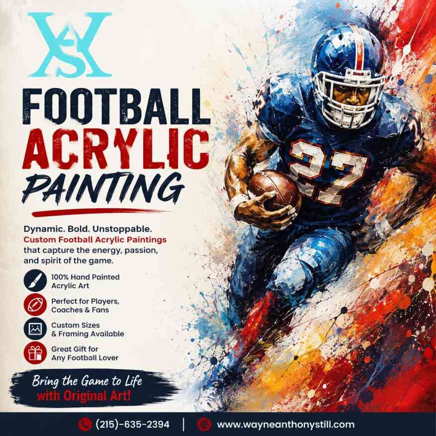 USD 80,  Football Acrylic Painting Custom Sports Artwork For Fans photo 1