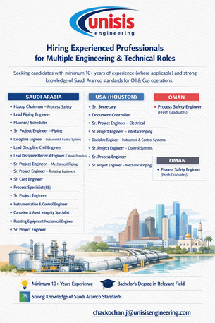 Hiring Skilled Professionals For Multiple Admin. & Engineering Roles In The USA (Houston)
