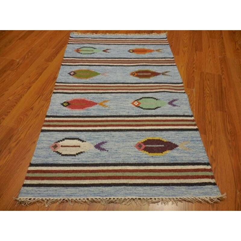 USD 195,  Handmade Fish Rug | 3x5 Turkish Oushak Rugs Wool Area Rug