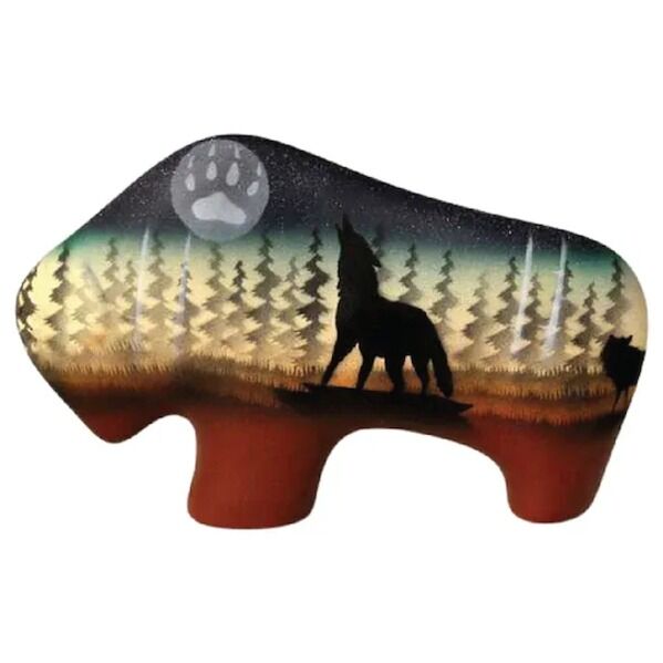 Wolf Shadows Medium Buffalo Art Pottery For Sale photo 1