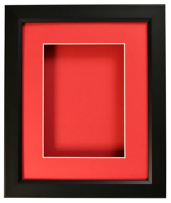 Black Shadow Box Frame With Red Mat & Clear Glass photo 1