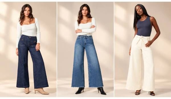 USD 133,  Luxury Stretch Denim | High Waisted Wide Leg Jeans – Chic Life