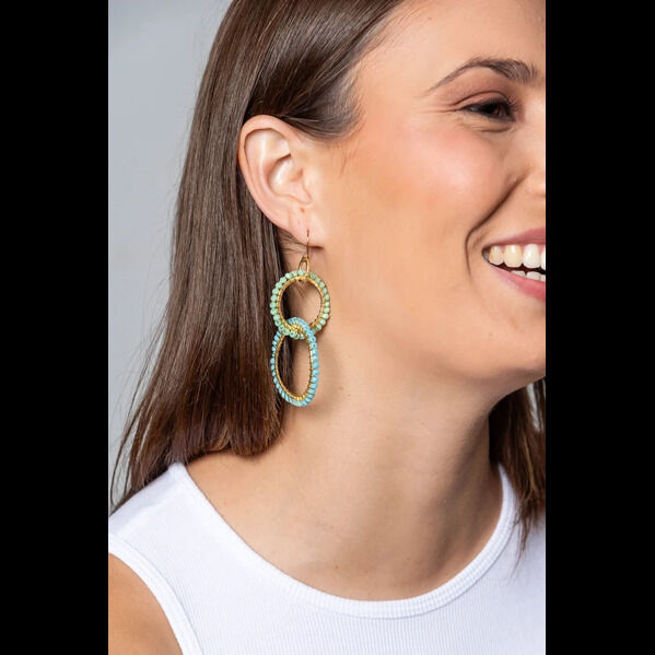USD 36,  Beaded Earrings | Lightweight Double Hoop Design