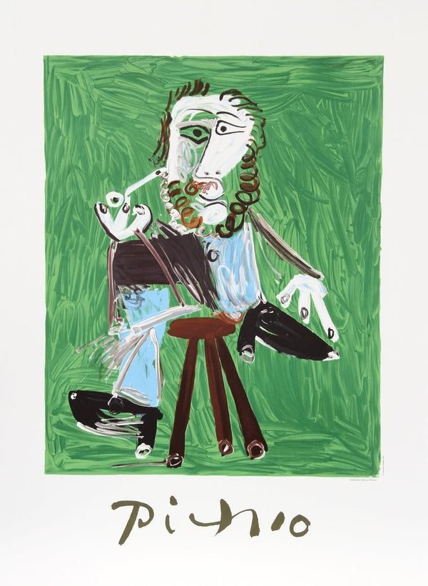 Homme à la Pipe Assise sur un Tabouret | Lithograph